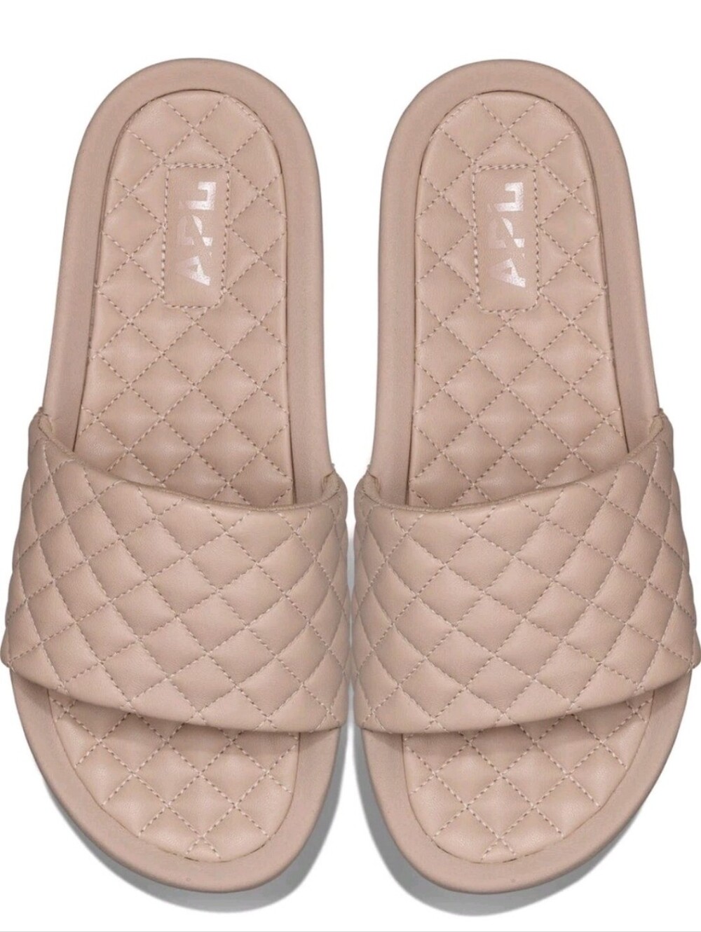 NEW APL Lusso Quilted Slide Sandals in Blush Rose Dust Pink Size 5 Nappa Leather